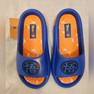 Blue Slide Sandals with Orange Insole